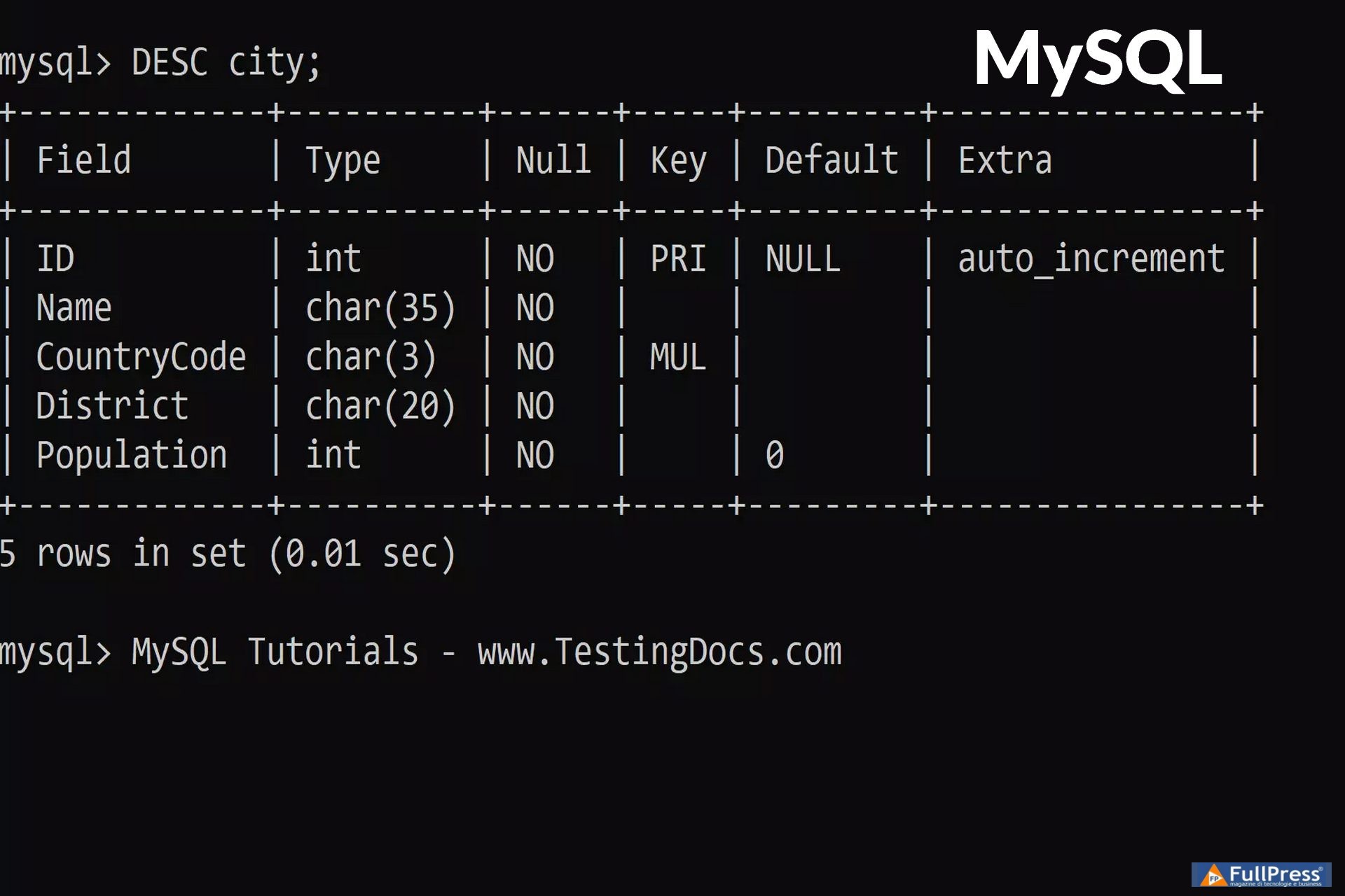 Programmazione MySQL